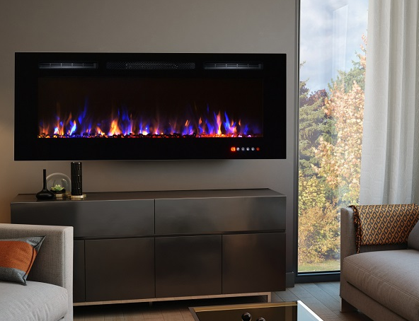 50 inch black inset wall hung electric fire