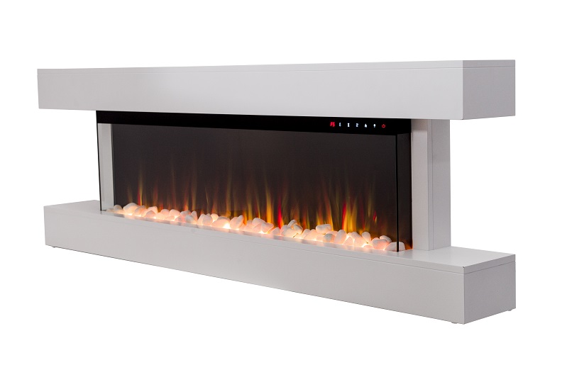 60 inch white truflame wall mounted electric fire with mantel