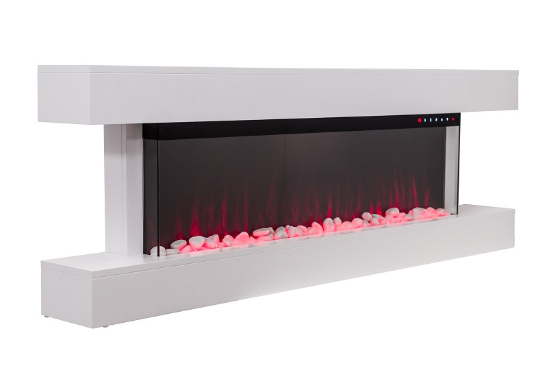60 inch white truflame wall mounted electric fire with mantel