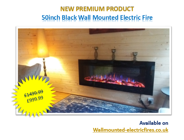 wall mounted black large electric fire