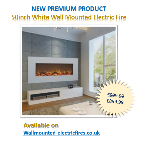 White large wall mounted large electric fires