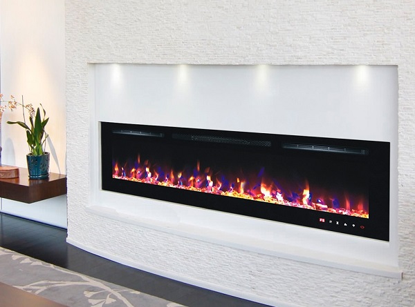 2019 New Premium Product 26inch Black Wall Mounted Electric Fire with 3 Colour Flames and can be Inserted ! Pebbles, Logs and Crystals
