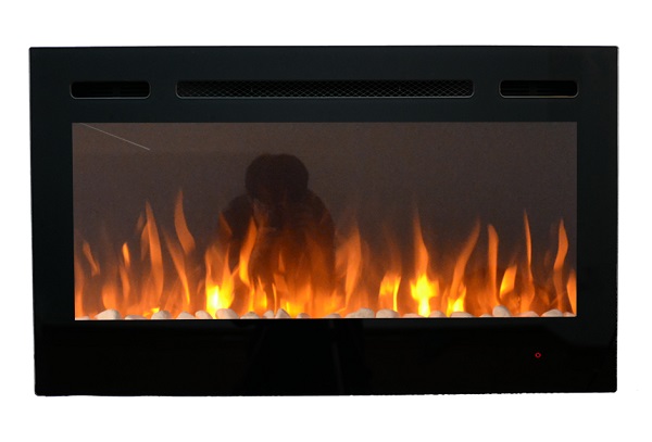 36inch Inset TruFlame Black Wall Mounted Electric Fire with 3 colour Flames Orange Flames