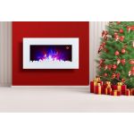 Wall Mounted TruFlame LED Side Lit (7 colours) Wall Mounted Flat White Glass Electric Fire with Log and Pebble EffectFires