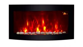 TruFlame Wall Mounted Arched Glass Electric Fire with Pebble Effect (88cm wide) 7 colour flames