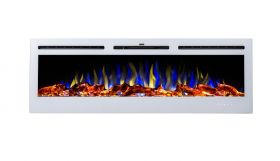 50inch Black Wall Hung Electric Fire with 3 colour Flames blue flames