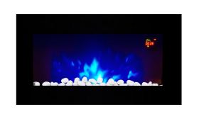 TruFlame LED Side Lit (7 colours) Wall Mounted Flat Glass Electric Fire with Log and Pebble Effect red and logs