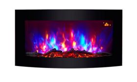 TruFlame Wall Mounted Arched Glass Electric Fire with Log Effect