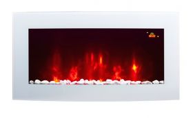 TruFlame 7 colour Side LEDs Wall Mounted Arched White Glass Electric Fire with Pebble Effect