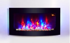 2018 NEW TruFlame 7 colour Side LEDs Wall Mounted Arched Glass Electric Fire with Pebble Effect purple colours