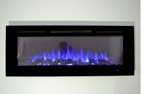 50inch Black Wall Hung Electric Fire with 3 colour Flames blue flames