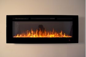 50inch Black Wall Mounted Electric Fire with 3 colour Flames orange flames