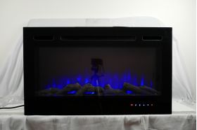 36inch Inset Black Wall Mounted Electric Fire with 3 colour Flames blue flames