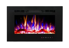 26inch Inset Black Wall Mounted Electric Fire with 3 colour Flames