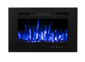 26inch Inset Black Wall Mounted Electric Fire with 3 colour Flames