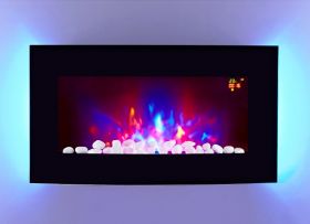 TruFlame LED Side Lit (7 colours) Wall Mounted Arched Glass Electric Fire with Pebble Effect red side leds