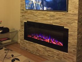 50inch Black Wall Hung Electric Fire with 3 colour Flames customers fire