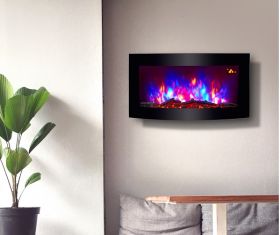 TruFlame wall mounted electric fire with logs colour flame 1