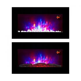 TruFlame LED Side Lit (7 colours) Wall Mounted Flat Glass Electric Fire with Log and Pebble Effect customer image