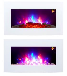 TruFlame LED Side Lit (7 colours) Wall Mounted Arched Glass Electric Fire with Pebble Effect orange side leds